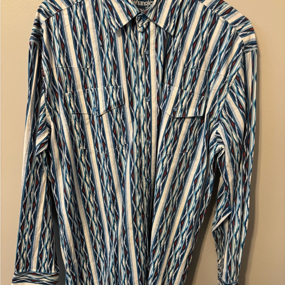 Wrangler Men's Multicolor Patterned Button Down S… - image 1
